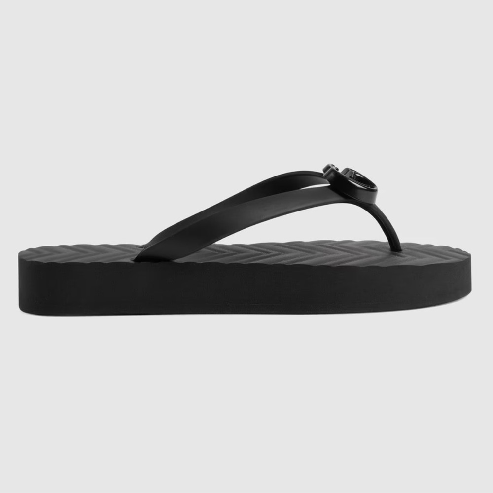 Gucci Women's Chevron Logo Thong Sandals BNIB 38 - Picture 2 of 11